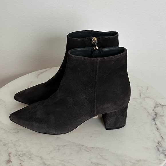 L'AGENCE NEW Jeanne Block Heel Bootie Charcoal Gray Pointed Toe Size 6 US 36 - Picture 4 of 6